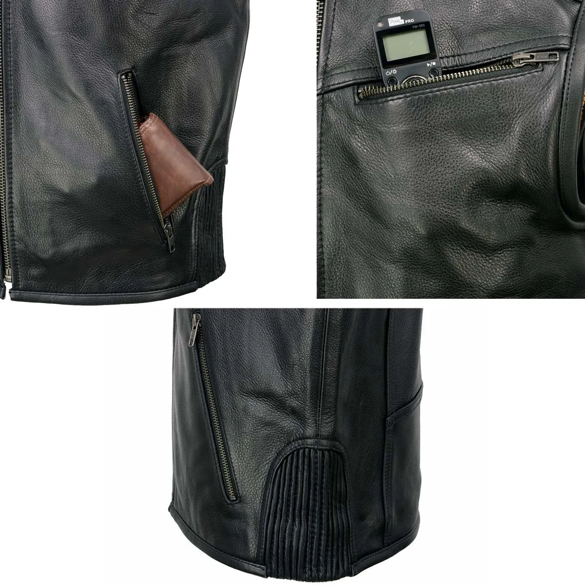 Milwaukee Leather MLM3502 Men's Black Cool-Tec Leather Vest Front