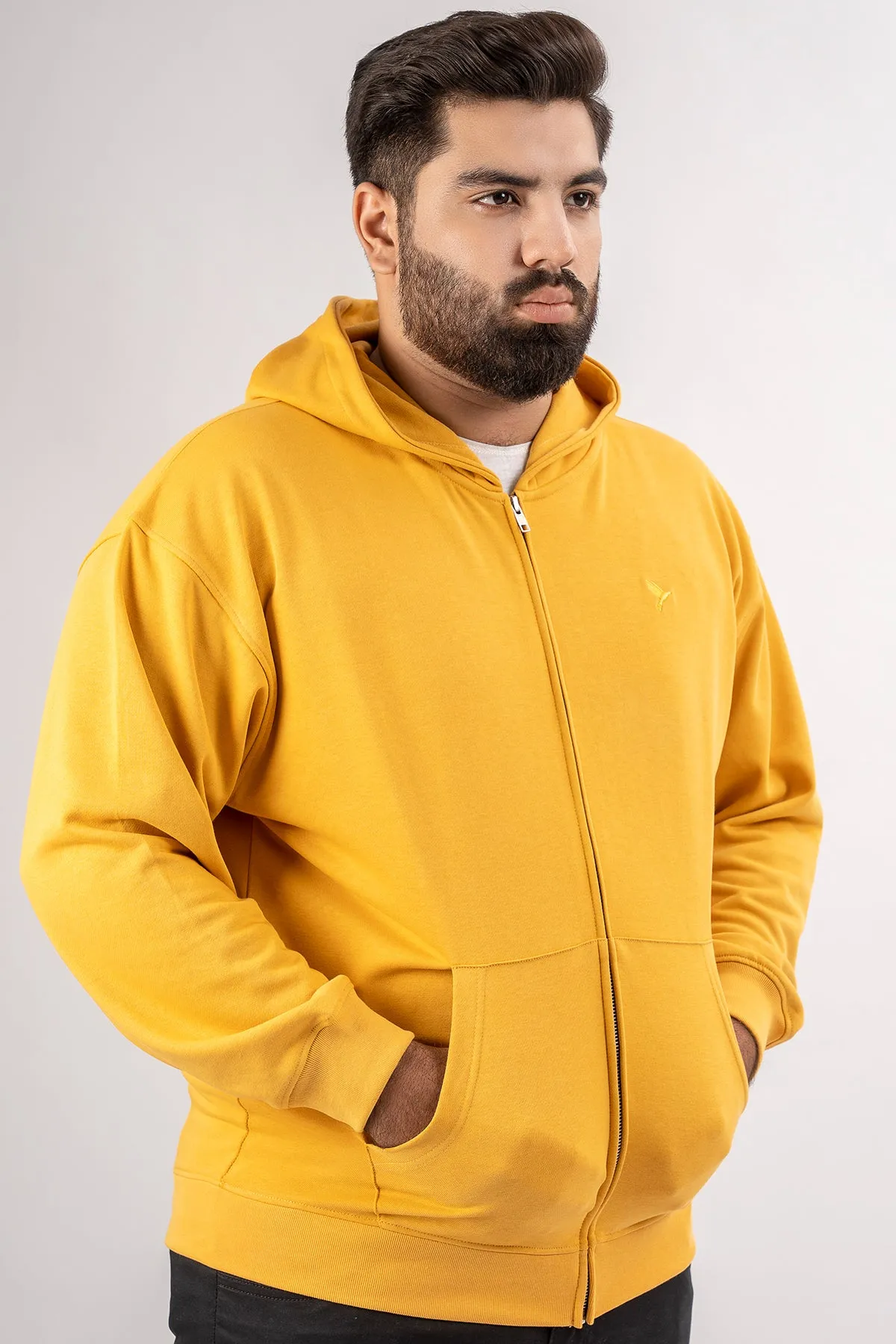 Mineral Yellow Relaxed Fit  Zip Through hoodie (Plus Size) - S24 - UH0019P