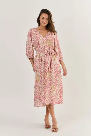 OLIVE ET JULIE Linen Midi Dress IKAT