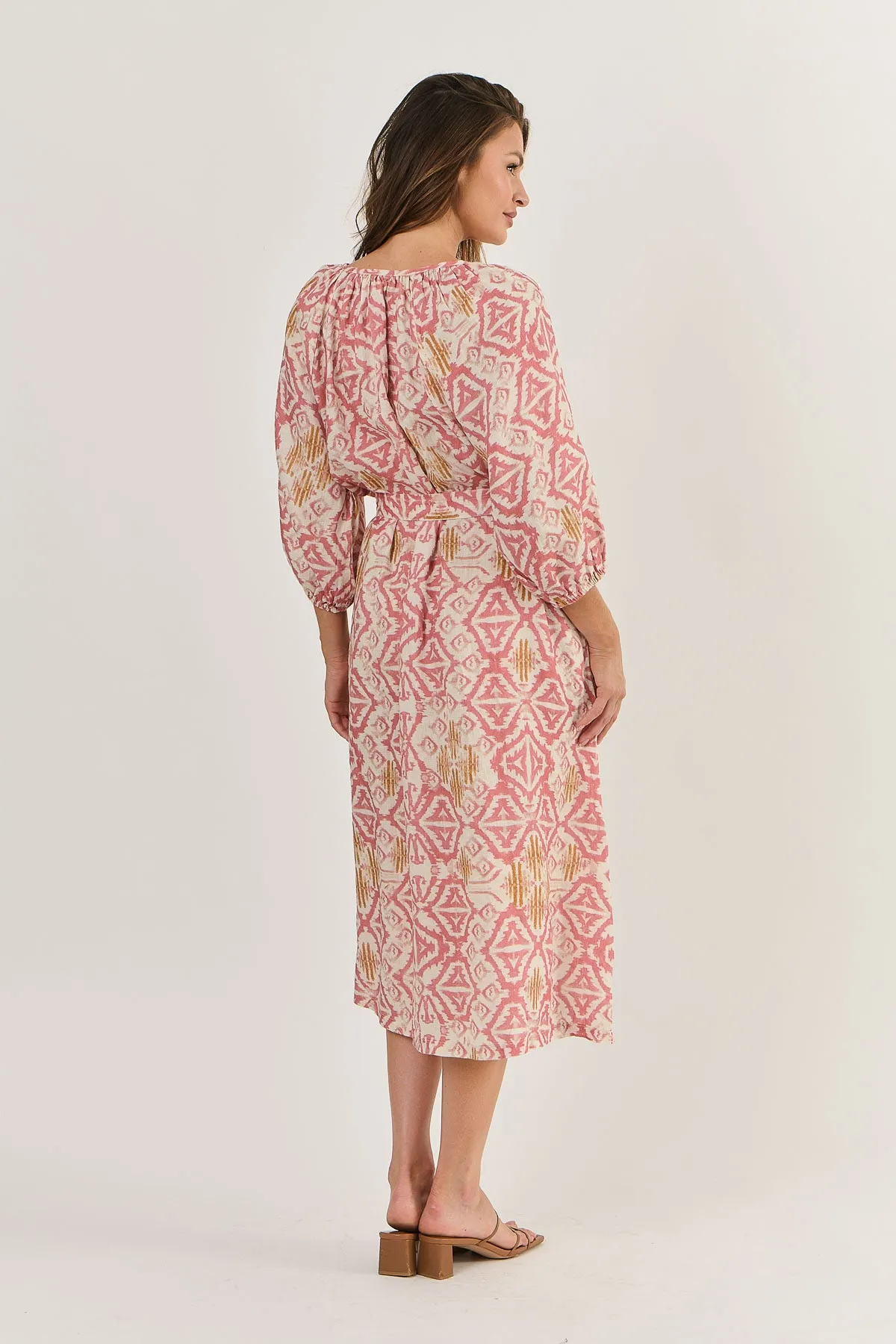 OLIVE ET JULIE Linen Midi Dress IKAT