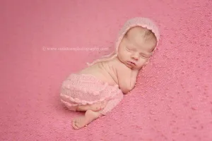 Pink Ruffles Mohair Newborn Pants and Hat Set