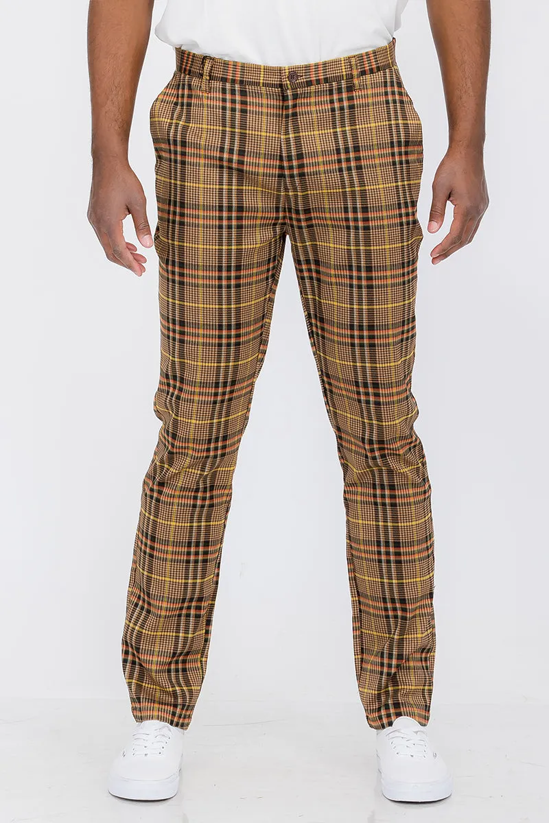 Plaid Slim Fit Trouser Pants