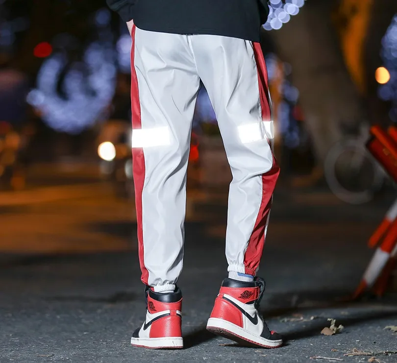 Reflective Stripe Streetwear Hip Hop Jogger Style Men Pants