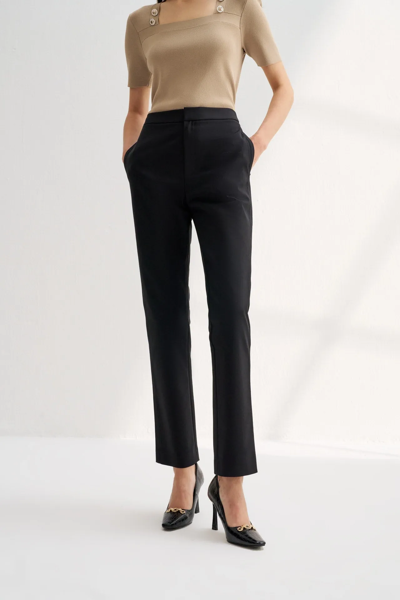 Regular Straight Leg Double Weave Pants