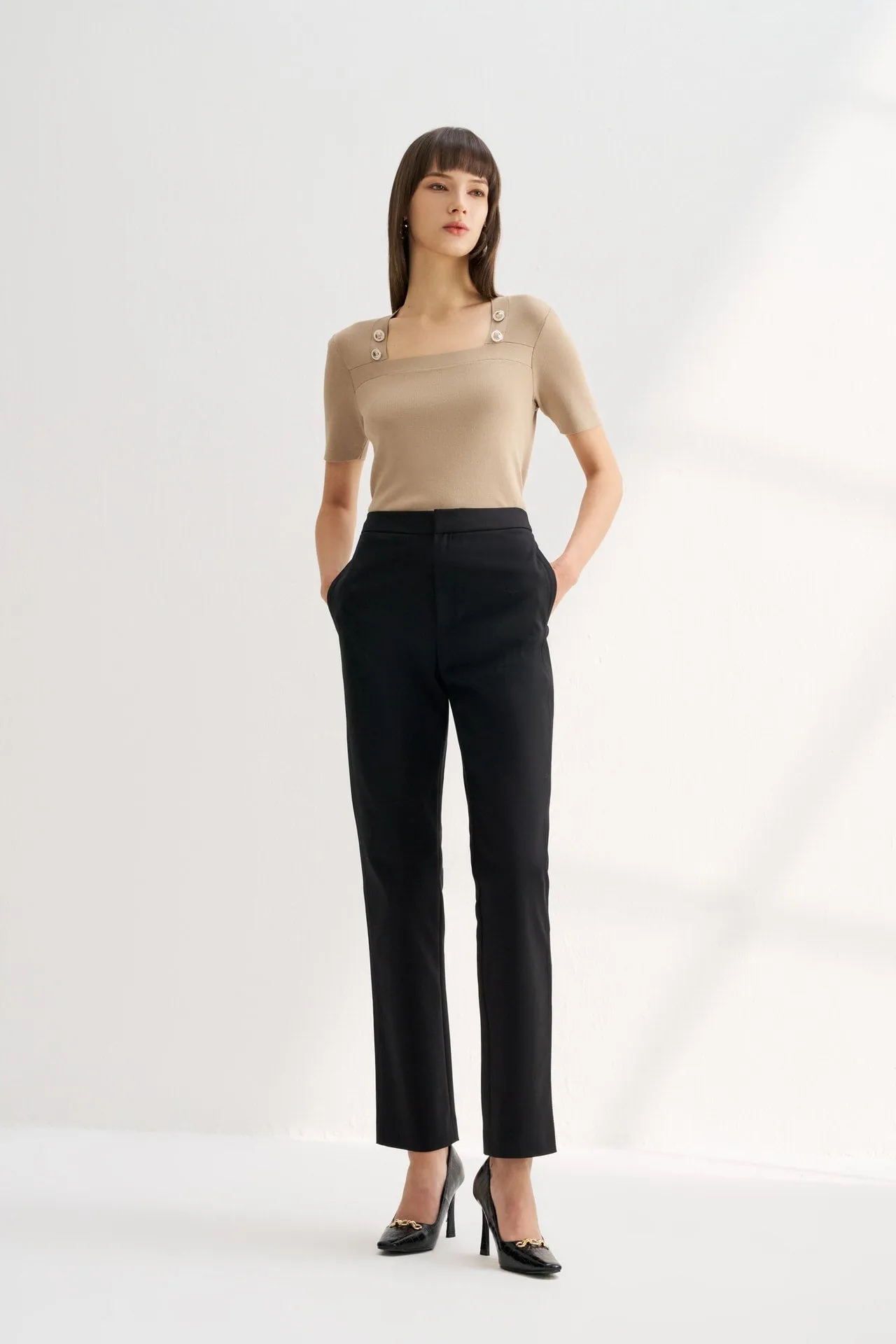 Regular Straight Leg Double Weave Pants