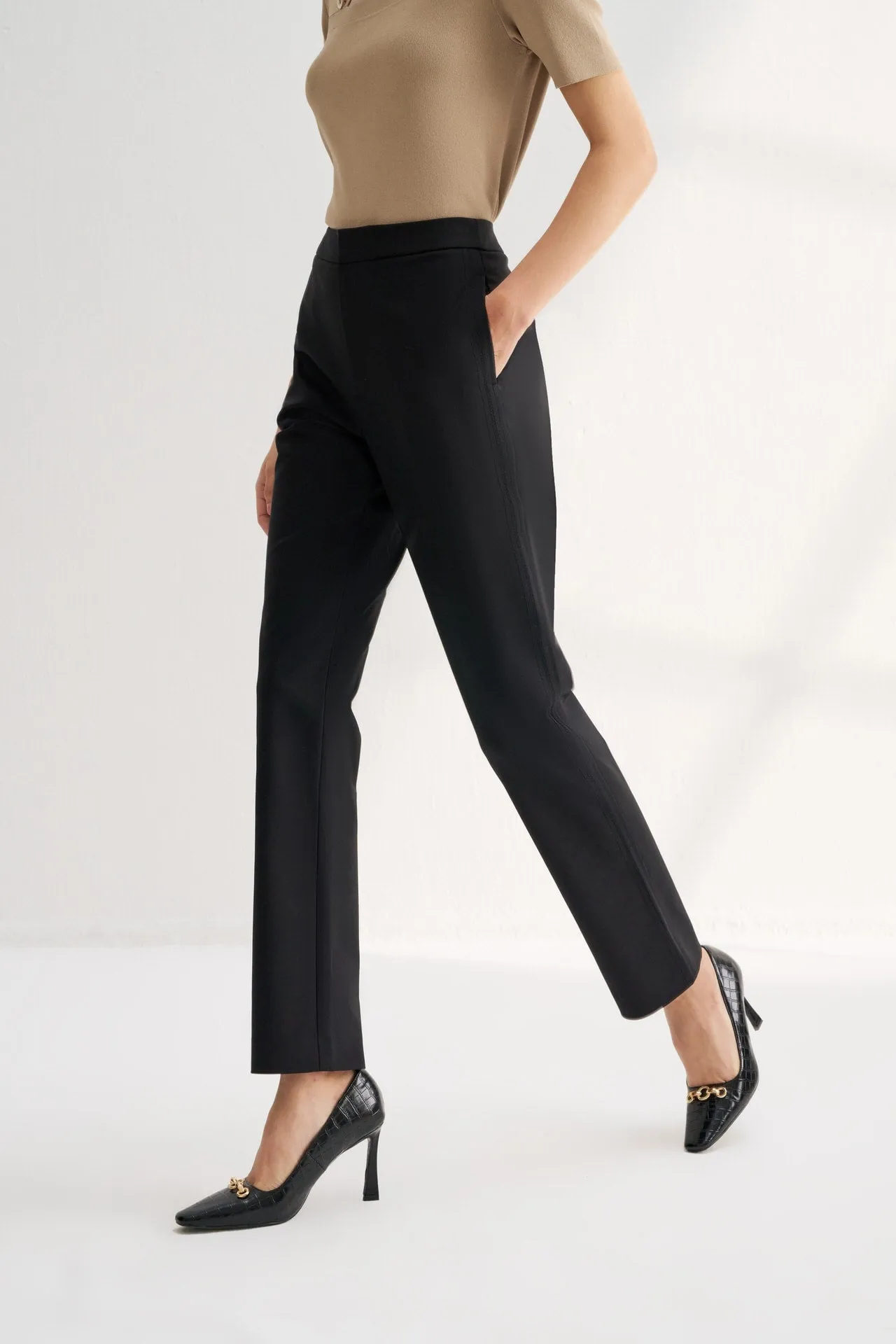 Regular Straight Leg Double Weave Pants