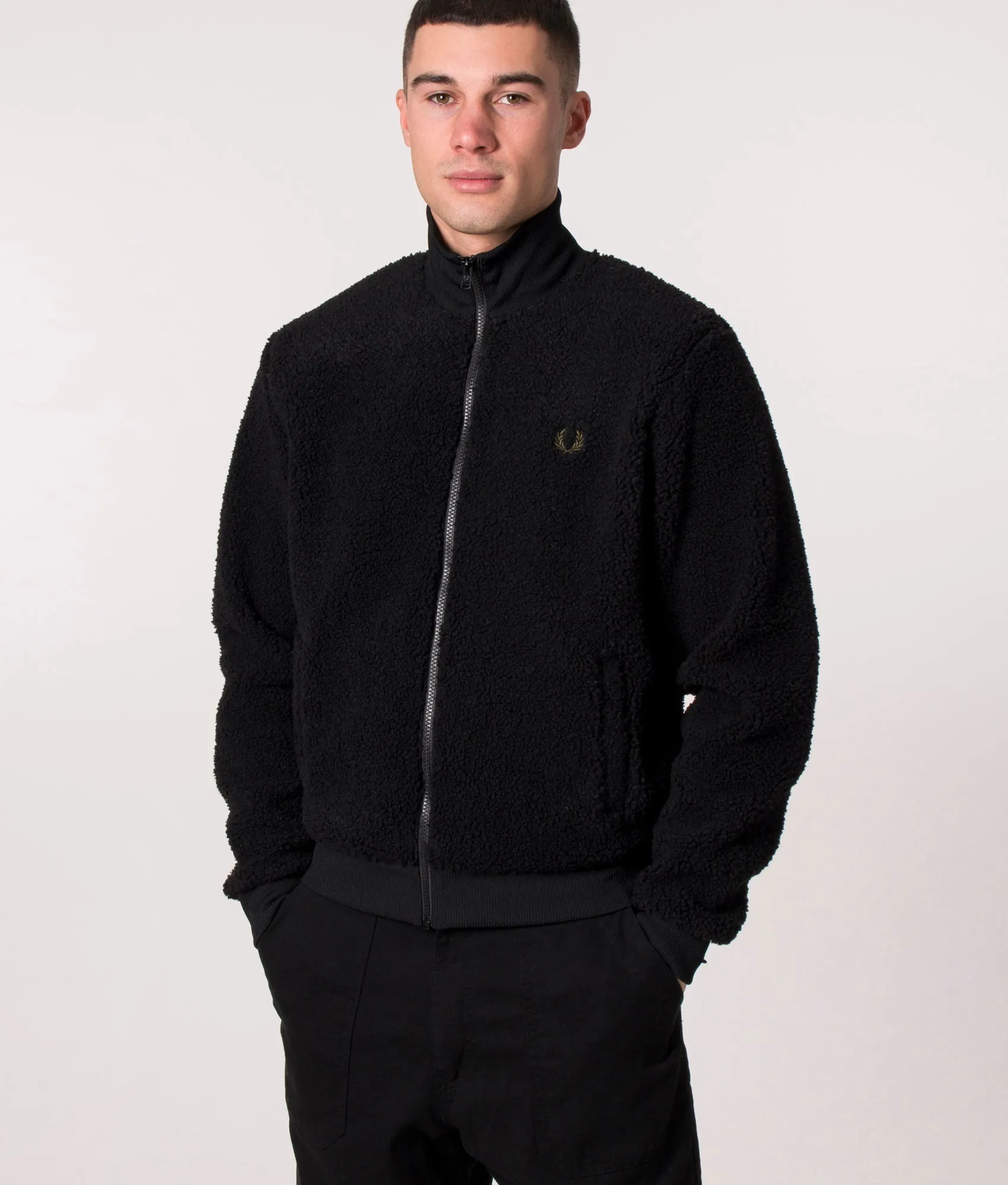 Relaxed Fit Borg Fleece Track Top