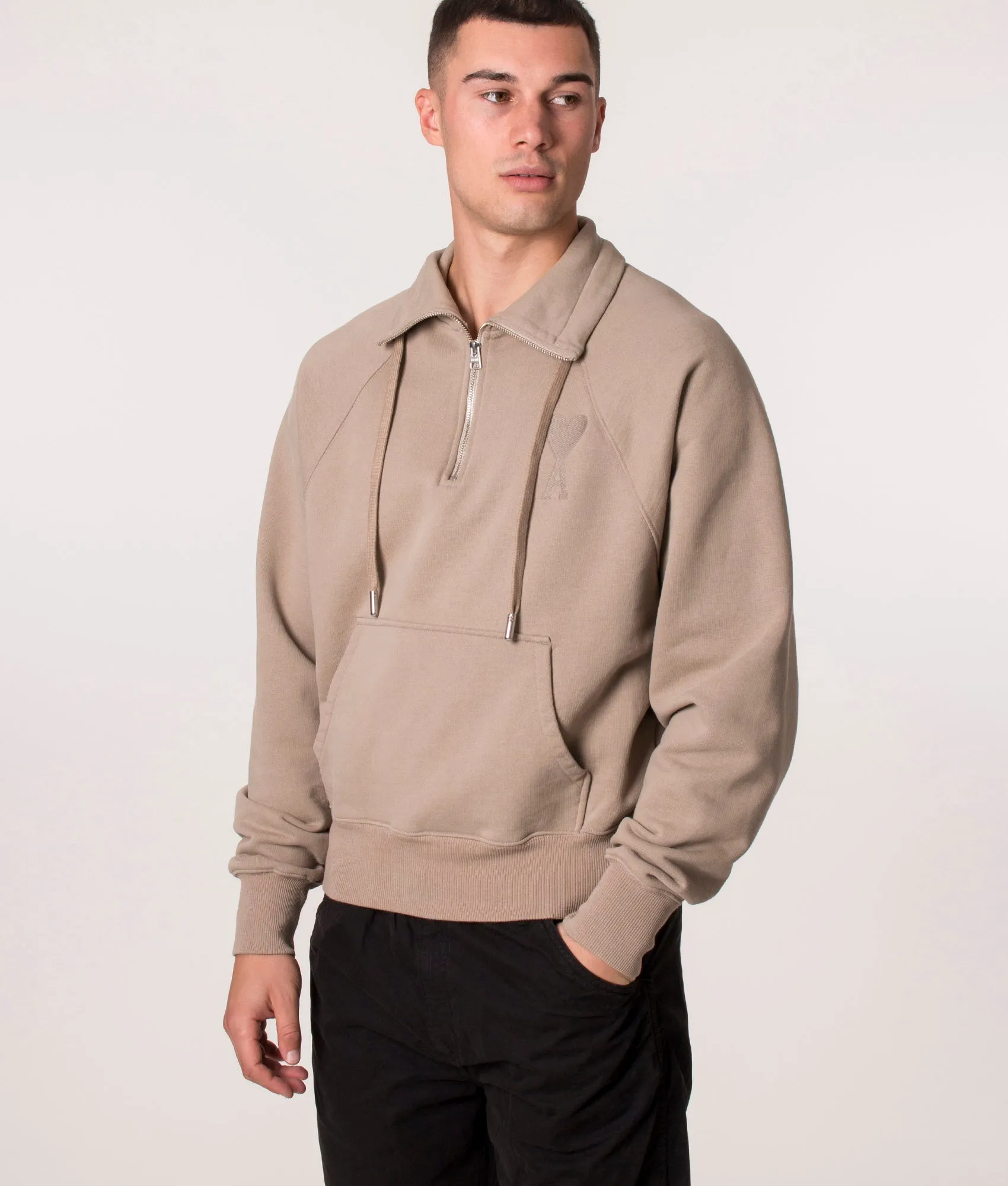 Relaxed Fit Tonal Big ADC Quarter Zip Sweatshirt