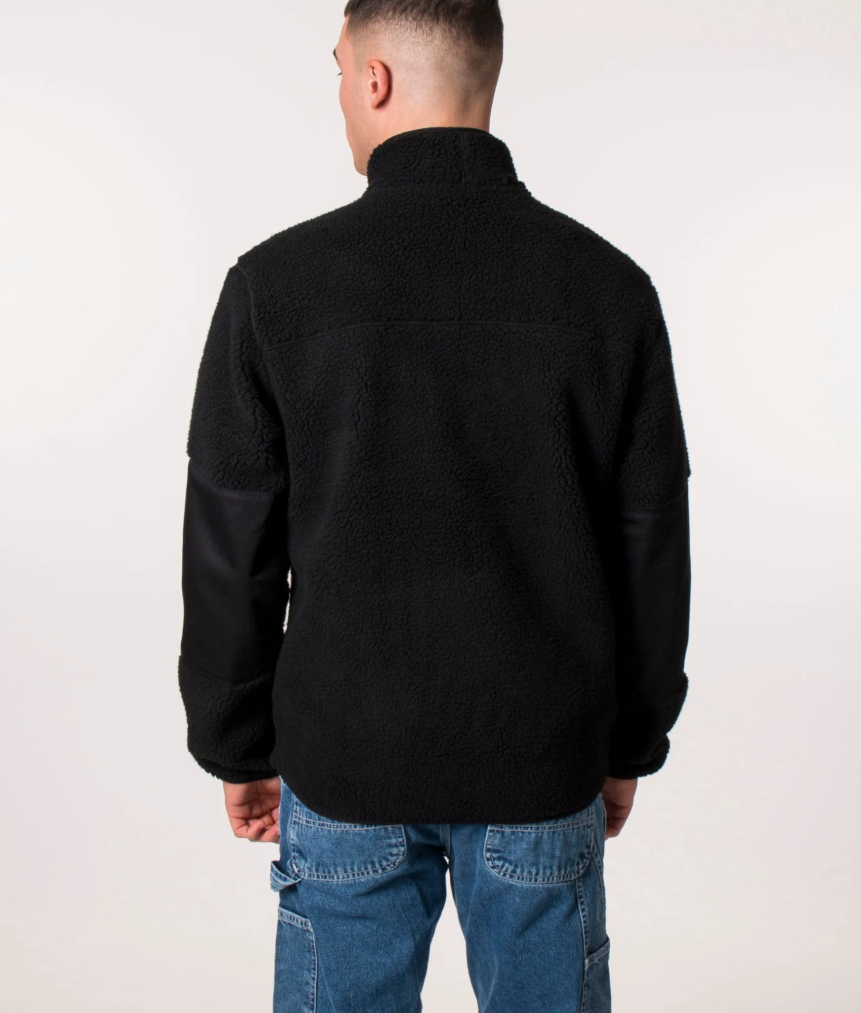 Relaxed Fit Zip Through Red Chute Fleece Sweatshirt