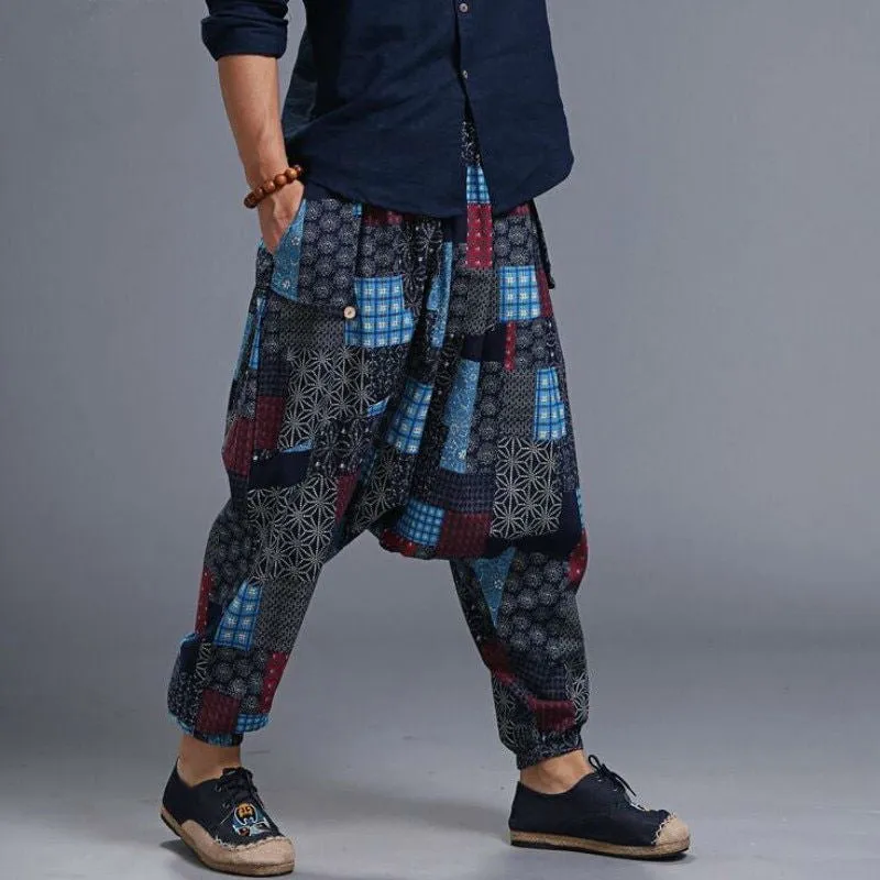 Samurai Boho Casual Loose Baggy Men Harem Pants