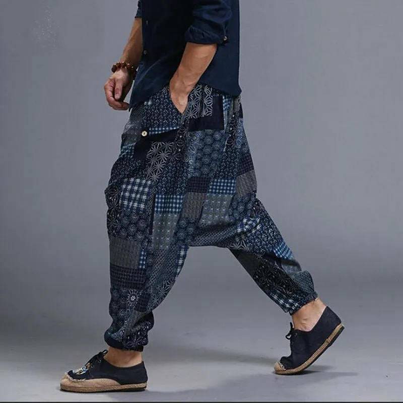 Samurai Boho Casual Loose Baggy Men Harem Pants