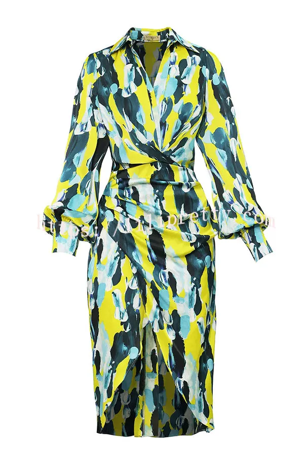 Searching for Elegance Printed Wrap Shirt Midi Dress