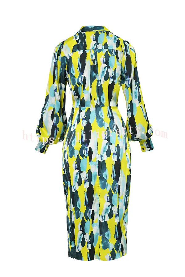 Searching for Elegance Printed Wrap Shirt Midi Dress