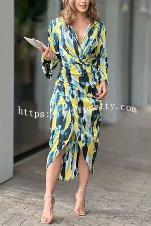 Searching for Elegance Printed Wrap Shirt Midi Dress