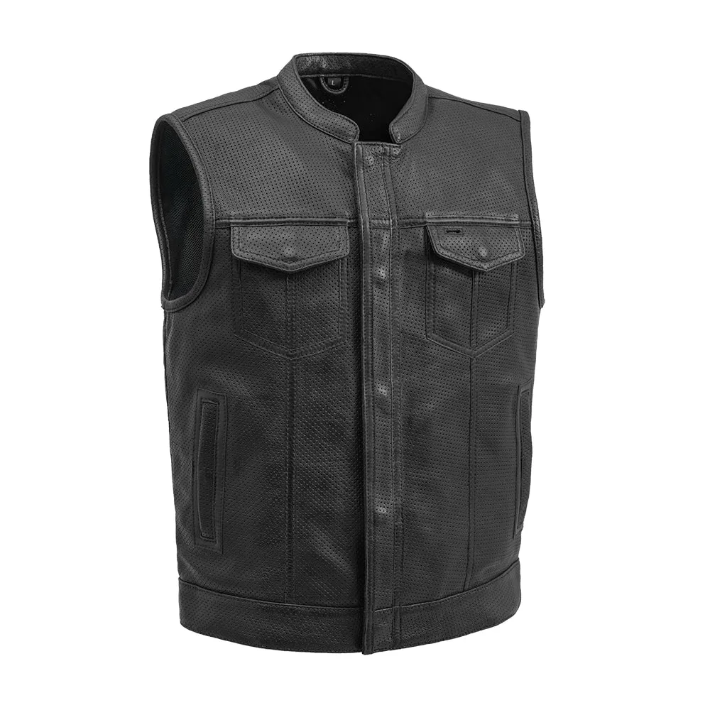 Sharp Shooter Perforated Men's Motorcycle Leather Vest