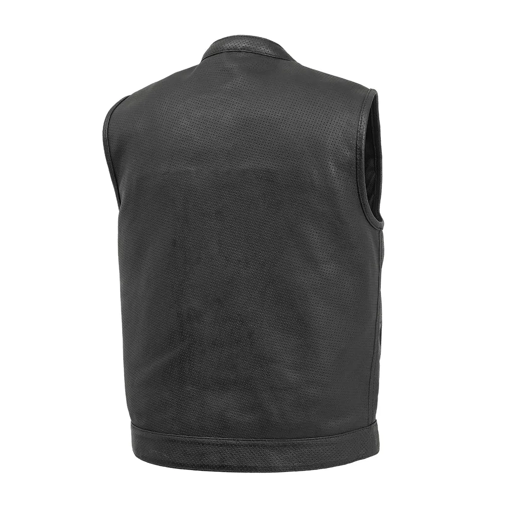 Sharp Shooter Perforated Men's Motorcycle Leather Vest