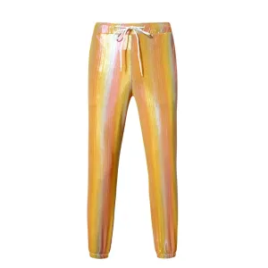 Shiny Striped Metallic Jogger Sweatpants