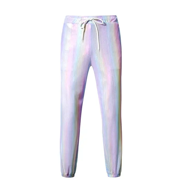 Shiny Striped Metallic Jogger Sweatpants