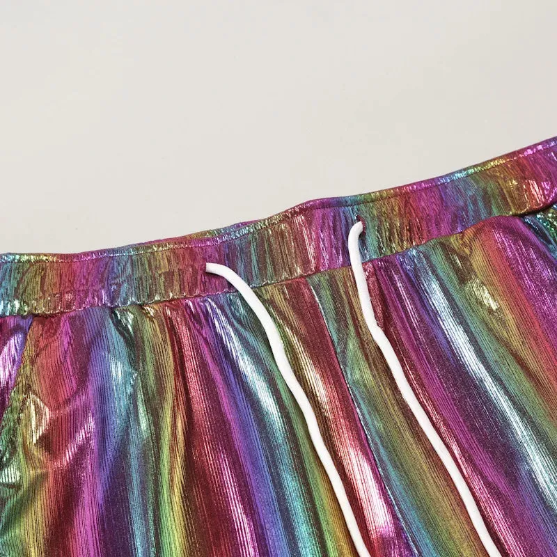 Shiny Striped Metallic Jogger Sweatpants