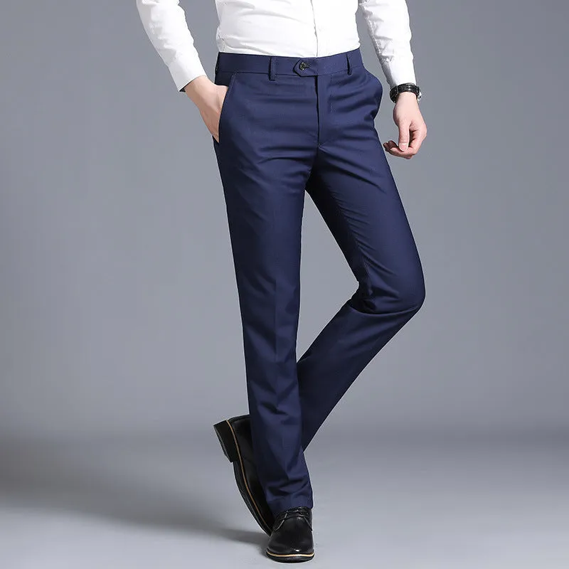Slim Fit Gray Casual Straight Suit Pants