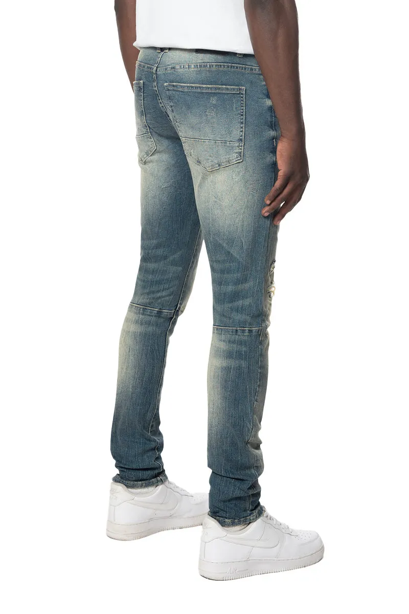 Smoke Rise Men's Vintage Distressed Washed Jeans