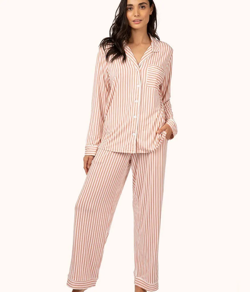 The All-Day Lounge Pant - Print: Shell Pink Stripe