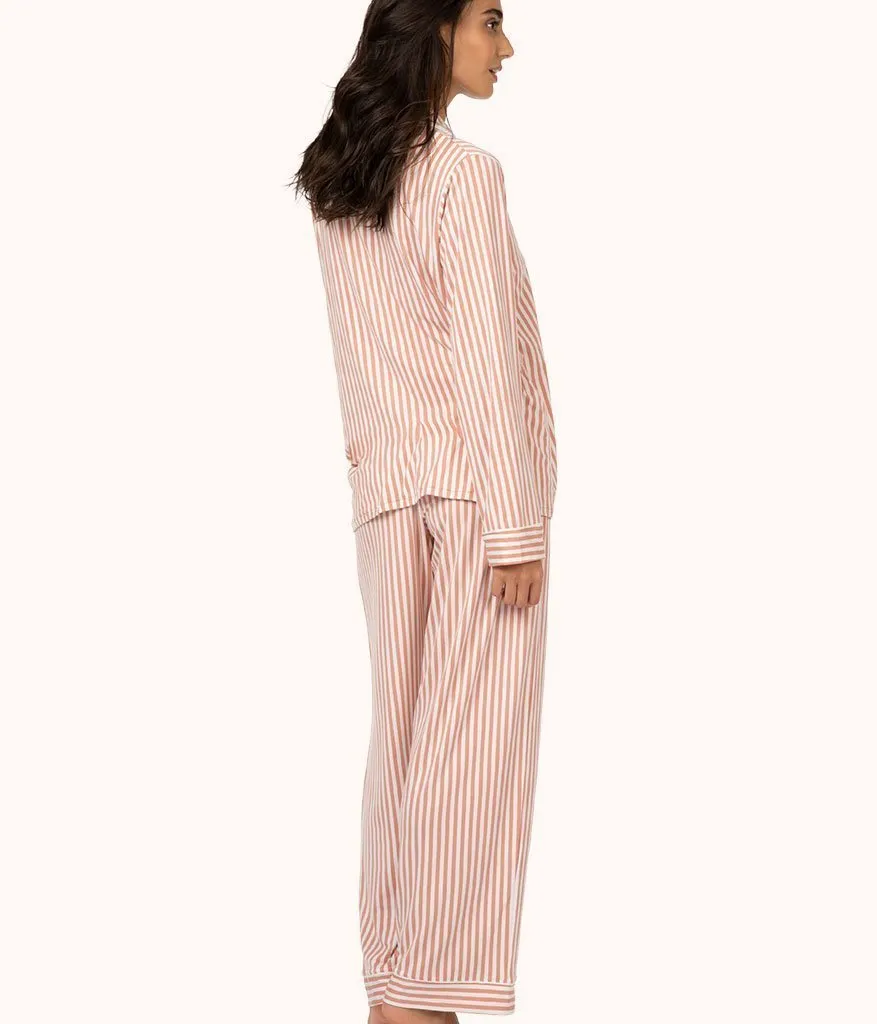 The All-Day Lounge Pant - Print: Shell Pink Stripe