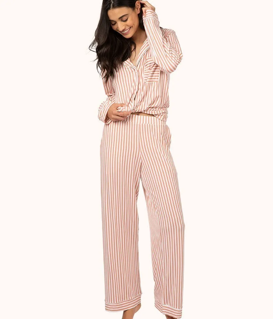 The All-Day Lounge Pant - Print: Shell Pink Stripe