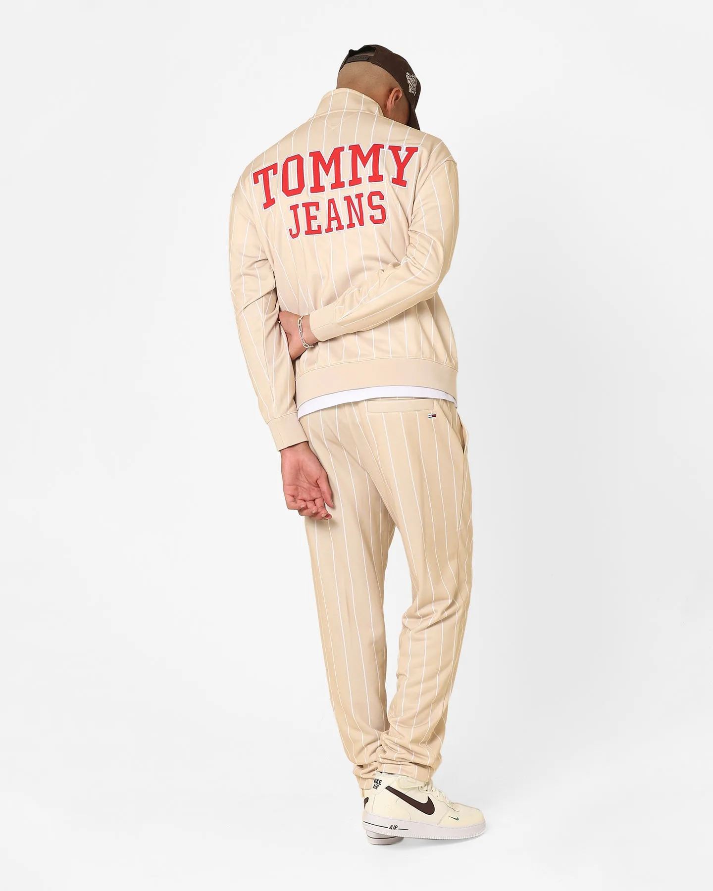 Tommy Jeans Relaxed Pinstripe Track Jacket Classic Beige