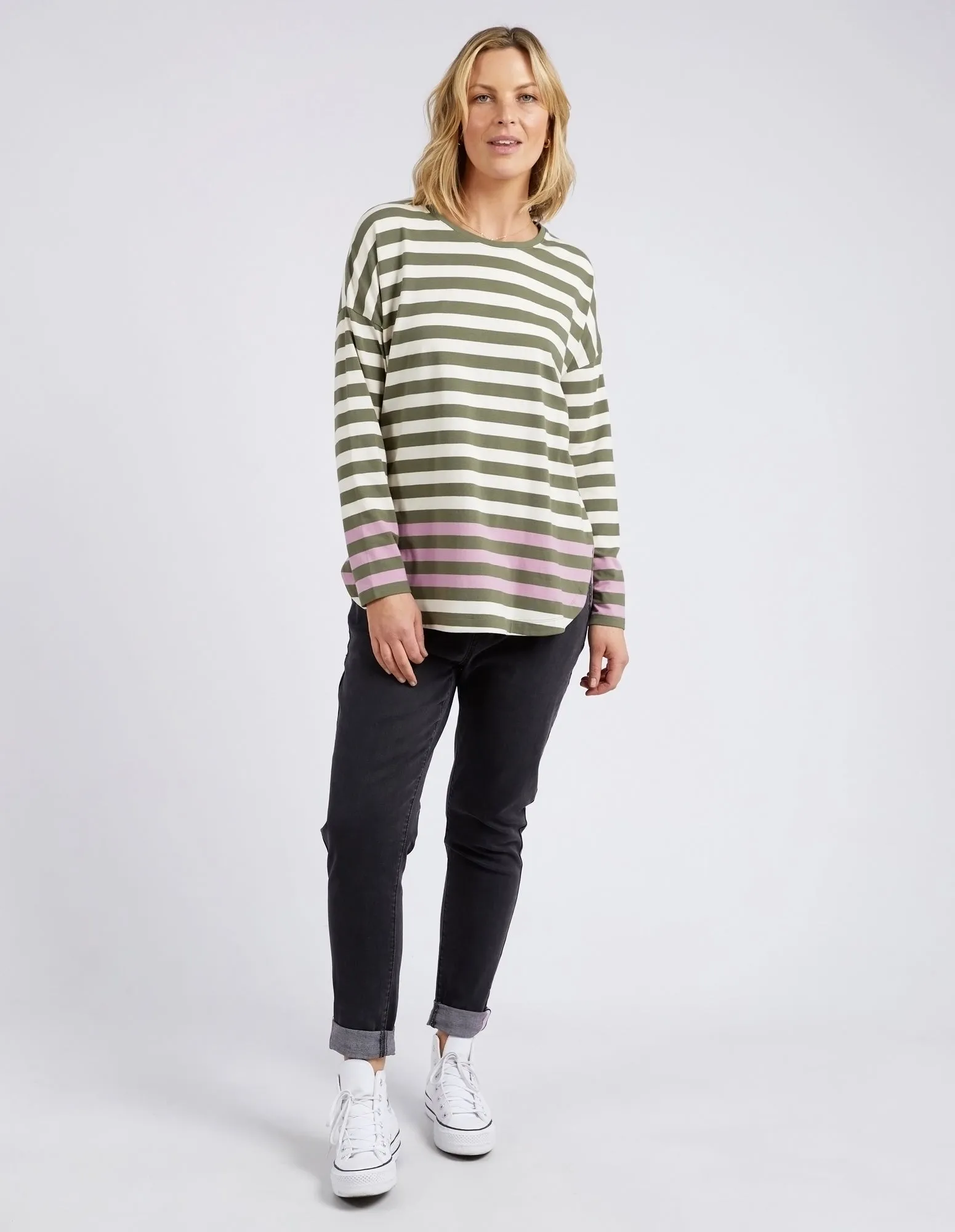 Turn Back Long Sleeve Clover & Pearl Stripe