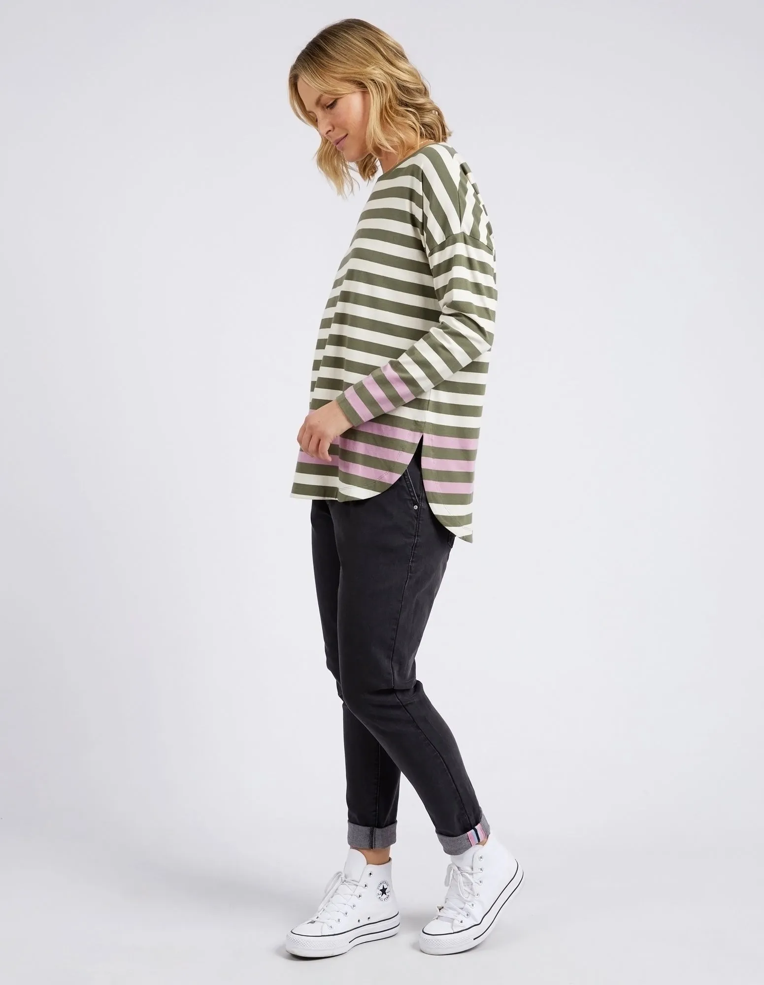 Turn Back Long Sleeve Clover & Pearl Stripe