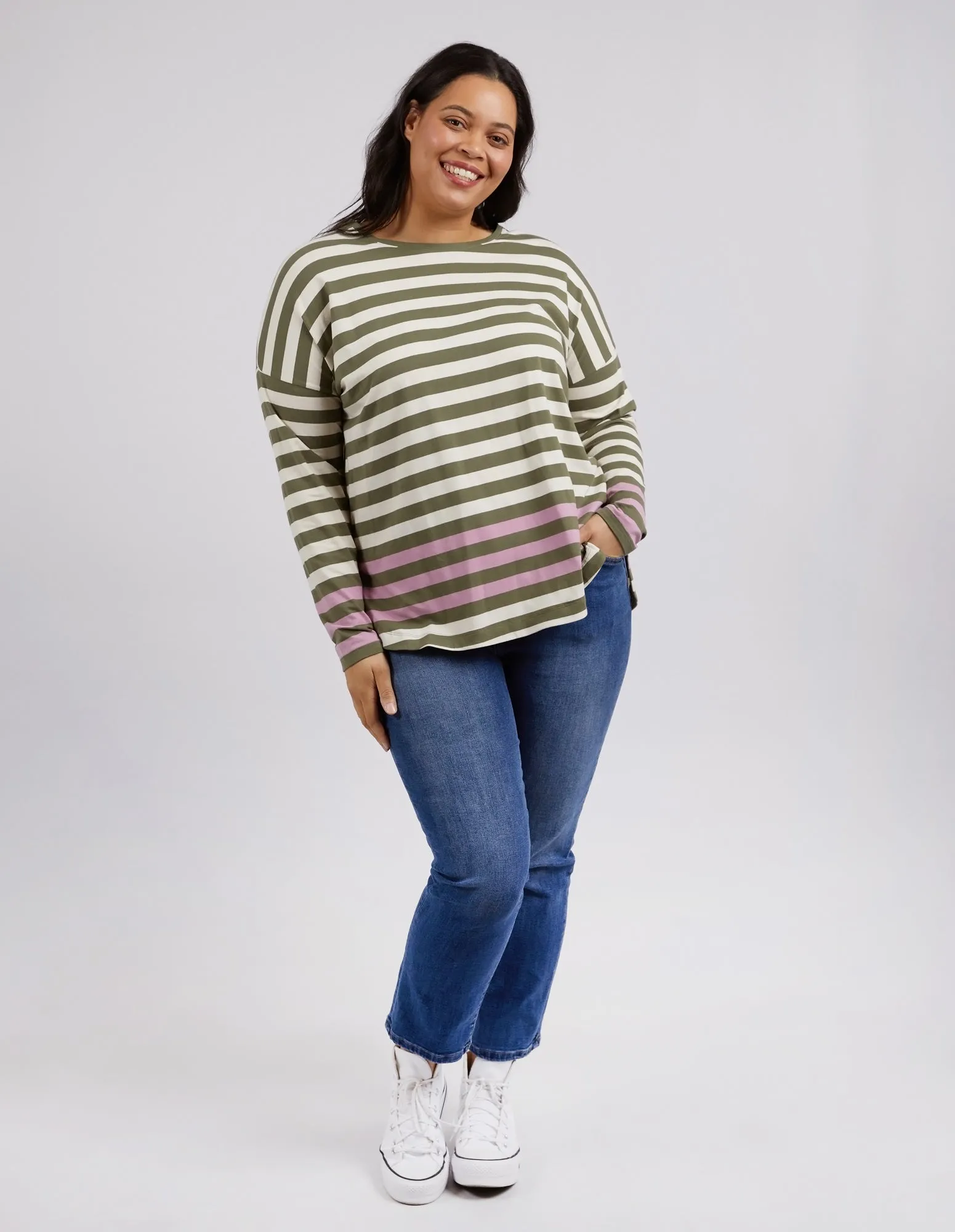 Turn Back Long Sleeve Clover & Pearl Stripe