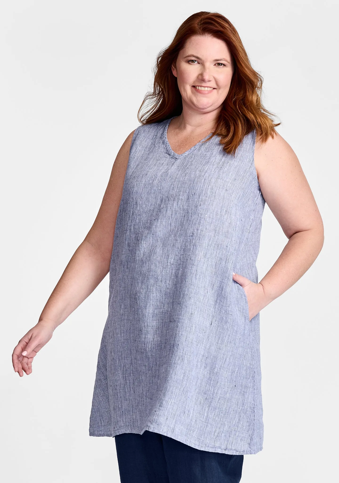 V Neck Tunic - Linen Tank Top - FINAL SALE