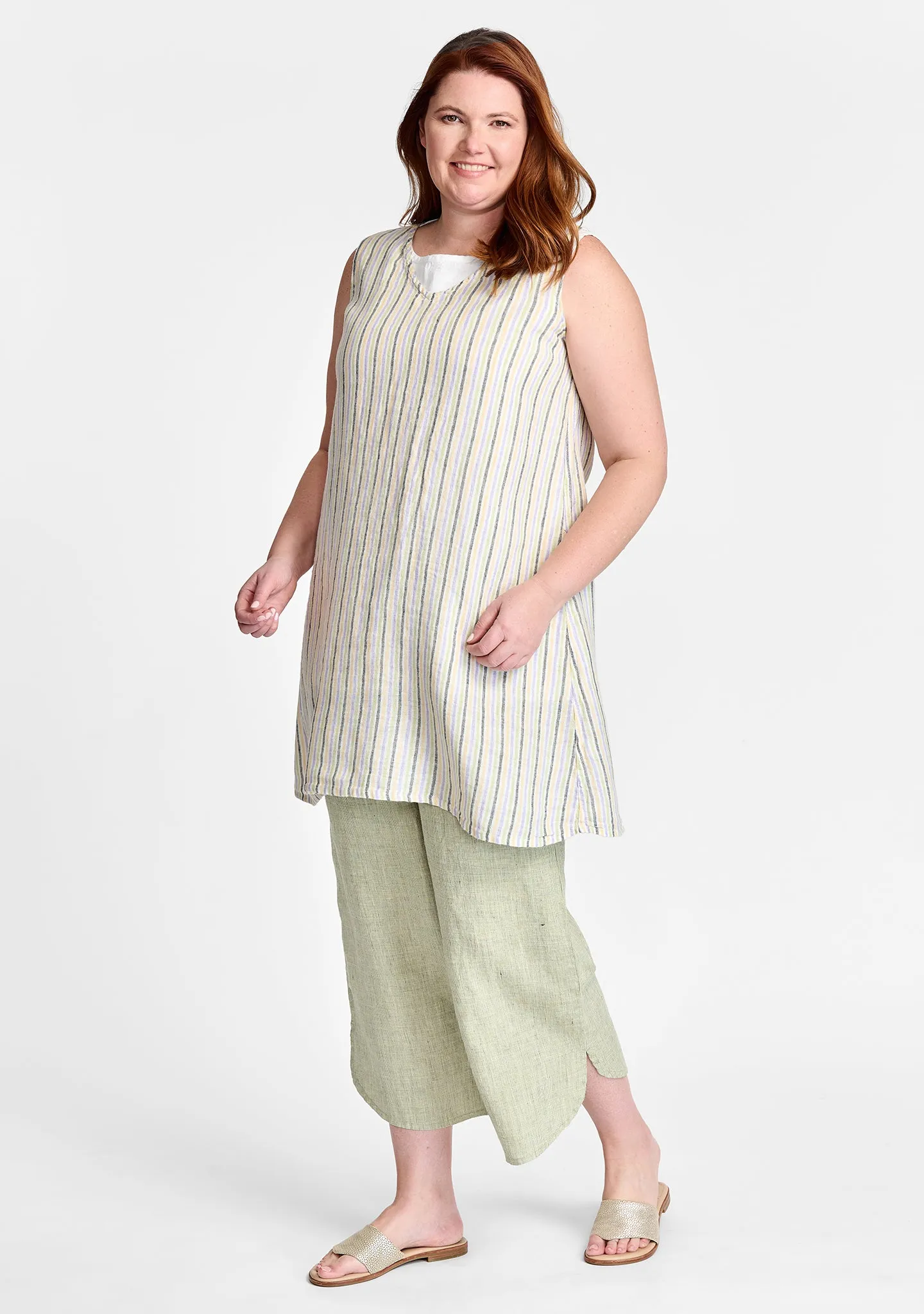 V Neck Tunic - Linen Tank Top - FINAL SALE