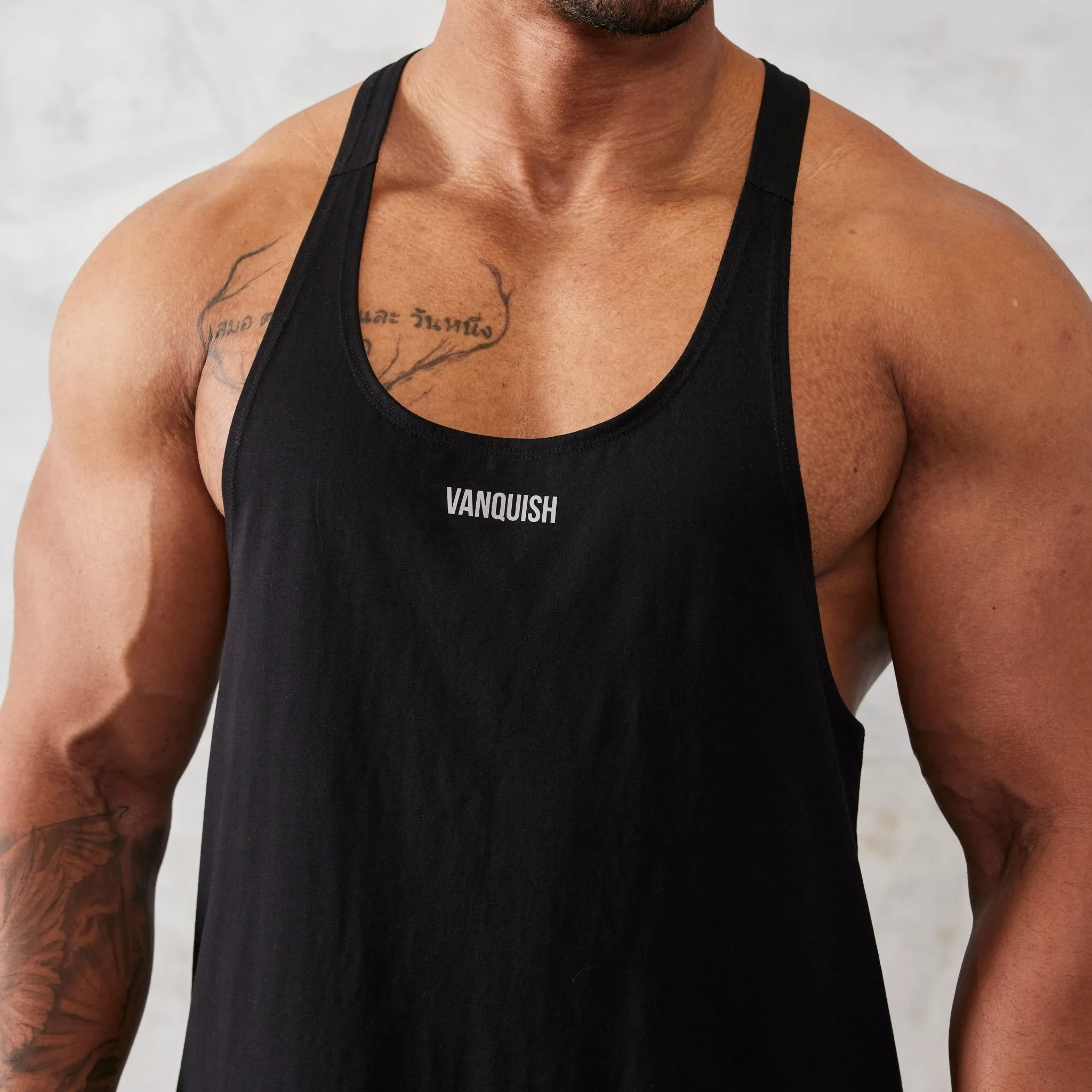 Vanquish Essential Black Regular Fit Stringer Vest