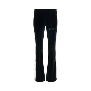 Velvet Flare Track Pants in Black/Off White