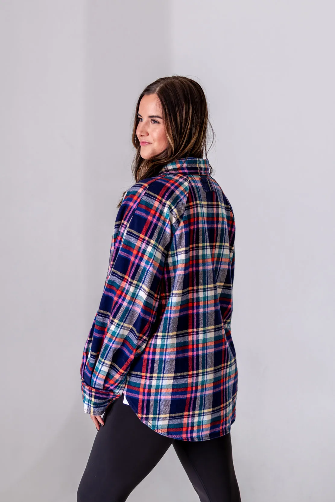 We The Free Girl Meets Boy Plaid Shirt | Navy Combo