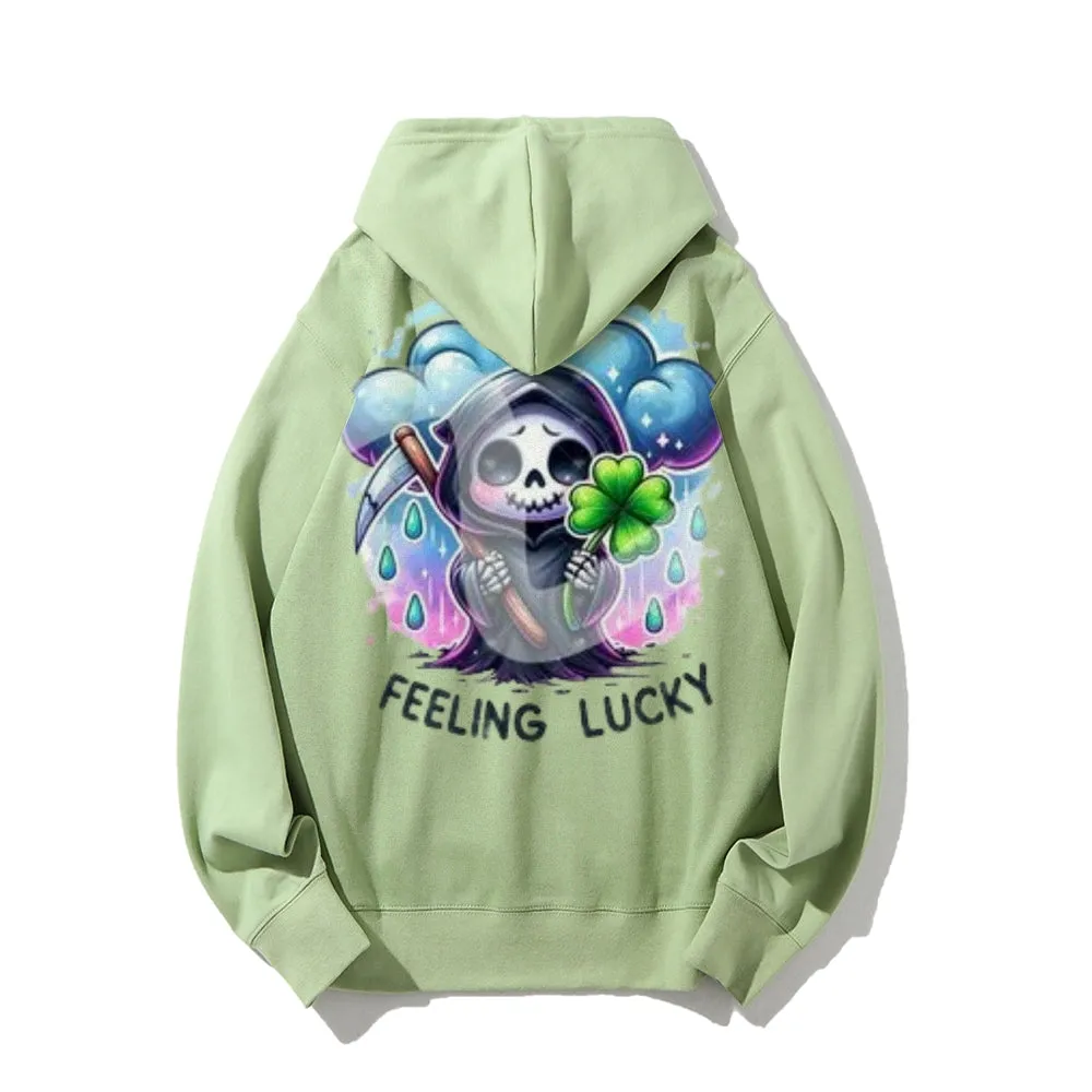 Women Cute Feeling Lucky Skeleton Graphic Hoodies