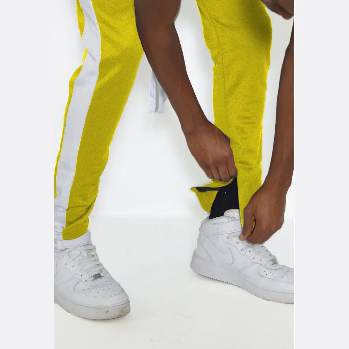 Yellow & White Slim Fit Track Pants