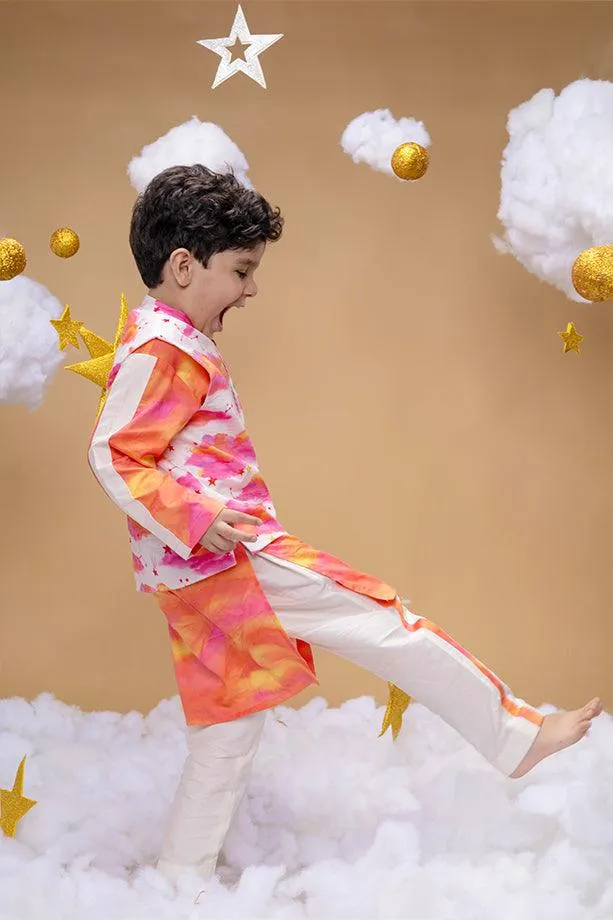 You Are My Sunshine Off-White Bandi Kurta and Off-White Pants Set  for Boys